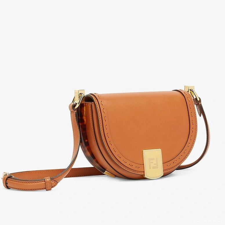 Affordable Leather Fendi Moonlight In Brown Calf ROMA Logo Bag 0714